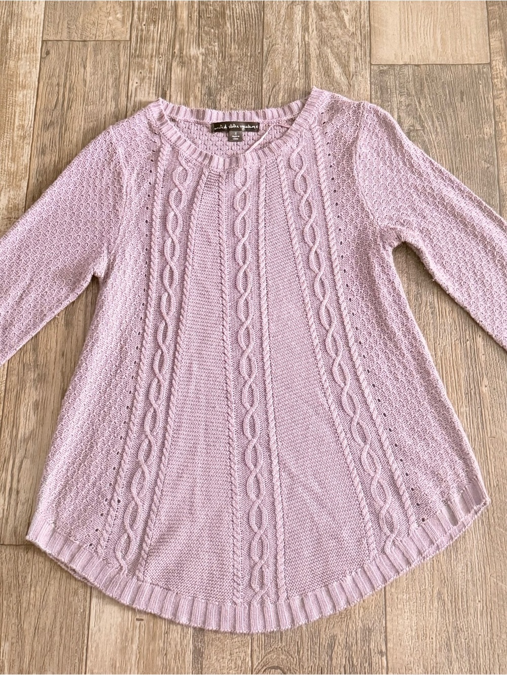 Talbots Light Lavender Cable Crewneck Sweater